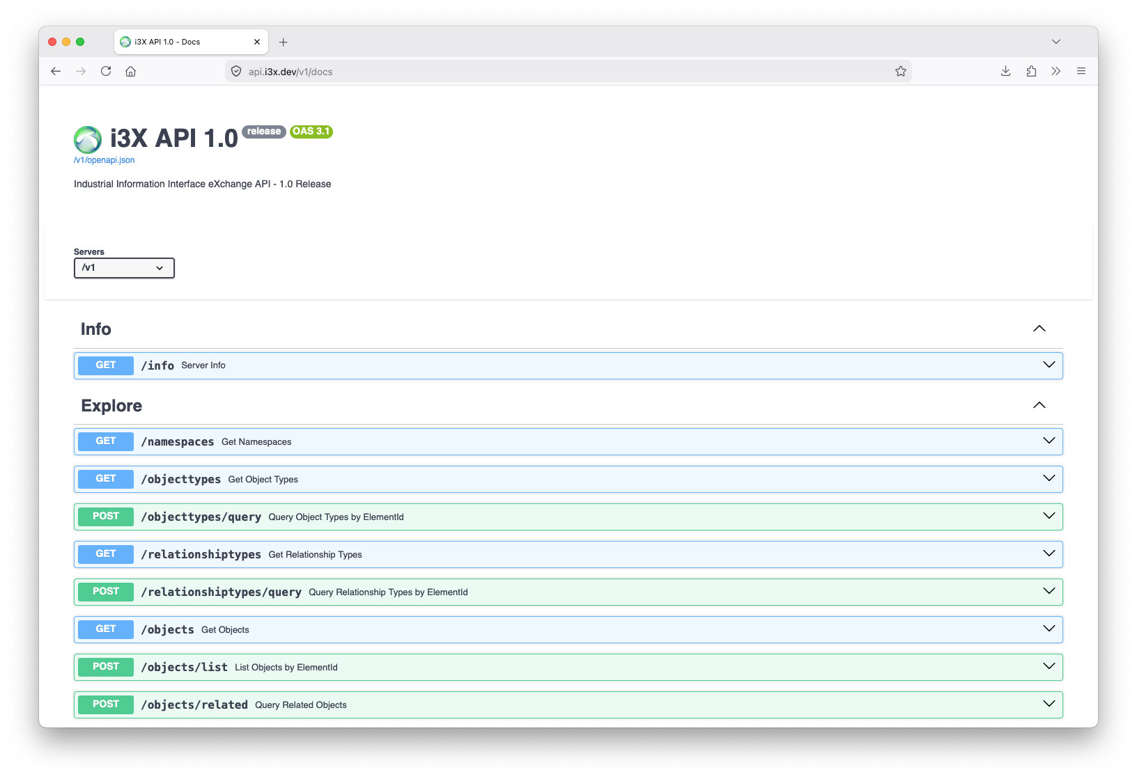 Open API Docs Page Open API Page